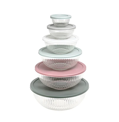 Stripped glass mixing bowl round